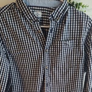 Vineyard Vines Boys Navy and White Gingham Button-Down Shirt. Size 16